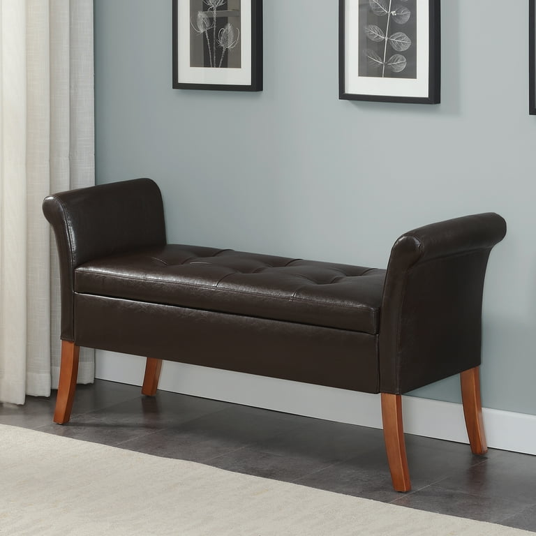 Faux leather storage sale bench