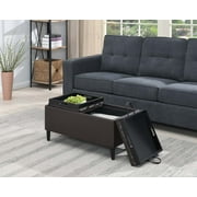 Convenience Concepts Designs4Comfort Magnolia Storage Ottoman with Reversible Trays, Espresso Faux Leather