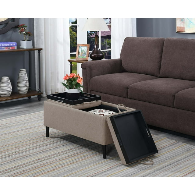 Convenience Concepts Designs4Comfort Magnolia Storage Ottoman with Trays