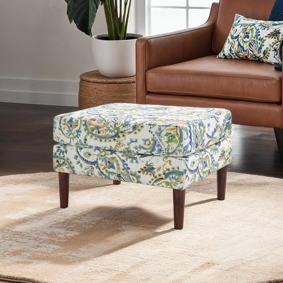 Convenience Concepts Designs4Comfort Marlow Mid Century Ottoman, Paisley Fabric