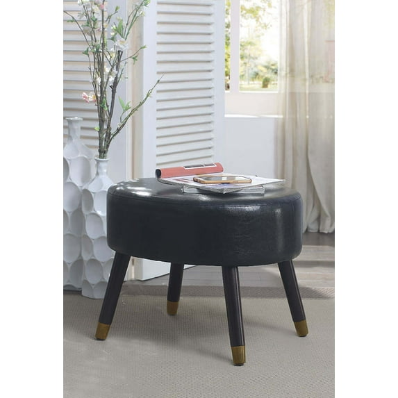 Convenience Concepts Designs4Comfort Mid Century Oval Ottoman Stool, Black
