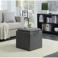 thumbnail image 1 of Convenience Concepts Designs4Comfort Park Avenue Single Ottoman with Stool and Reversible Tray, Soft Gray Fabric, 1 of 2
