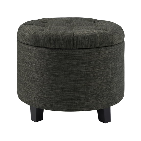 Convenience Concepts Designs4Comfort Round Ottoman in Gray Fabric