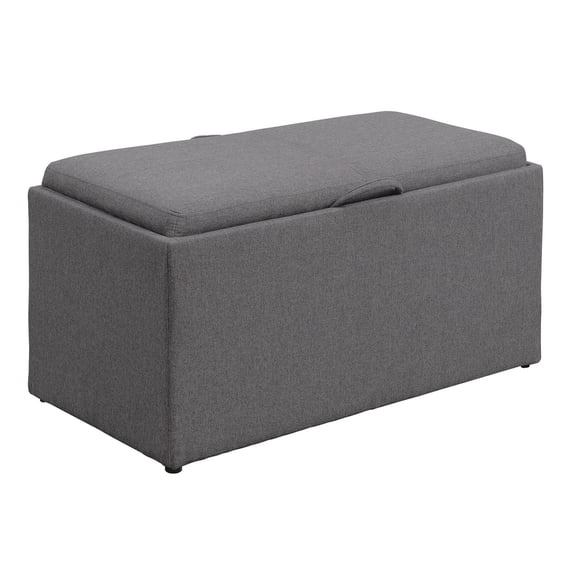Convenience Concepts Designs4Comfort Sheridan Storage Bench w/ 2 Side Ottomans, Soft Gray Fabric