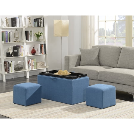 Convenience Concepts Designs4Comfort Sheridan Storage Bench w/ 2 Side Ottomans