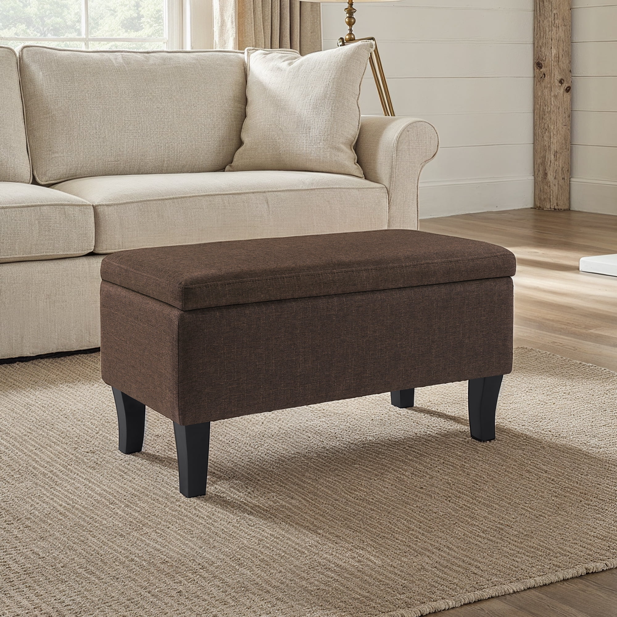 Convenience Concepts Designs4Comfort Winslow Storage Ottoman Bench, Medium Brown Fabric