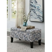 Convenience Concepts Designs4Comfort Winslow Storage Ottoman, Gray Flora Fabric