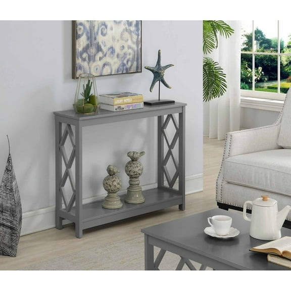 Convenience Concepts Diamond Console Table in Gray Wood Finish