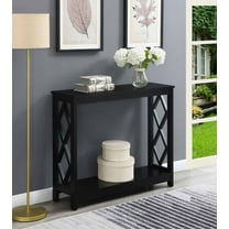 Convenience Concepts Diamond Console Table with Shelf, Black Wood Finish