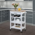 thumbnail image 1 of Convenience Concepts Ellaine 4 Tier Butcher Block Kitchen Cart with Drawer and Wine Rack, White/Butcher Block, 1 of 11