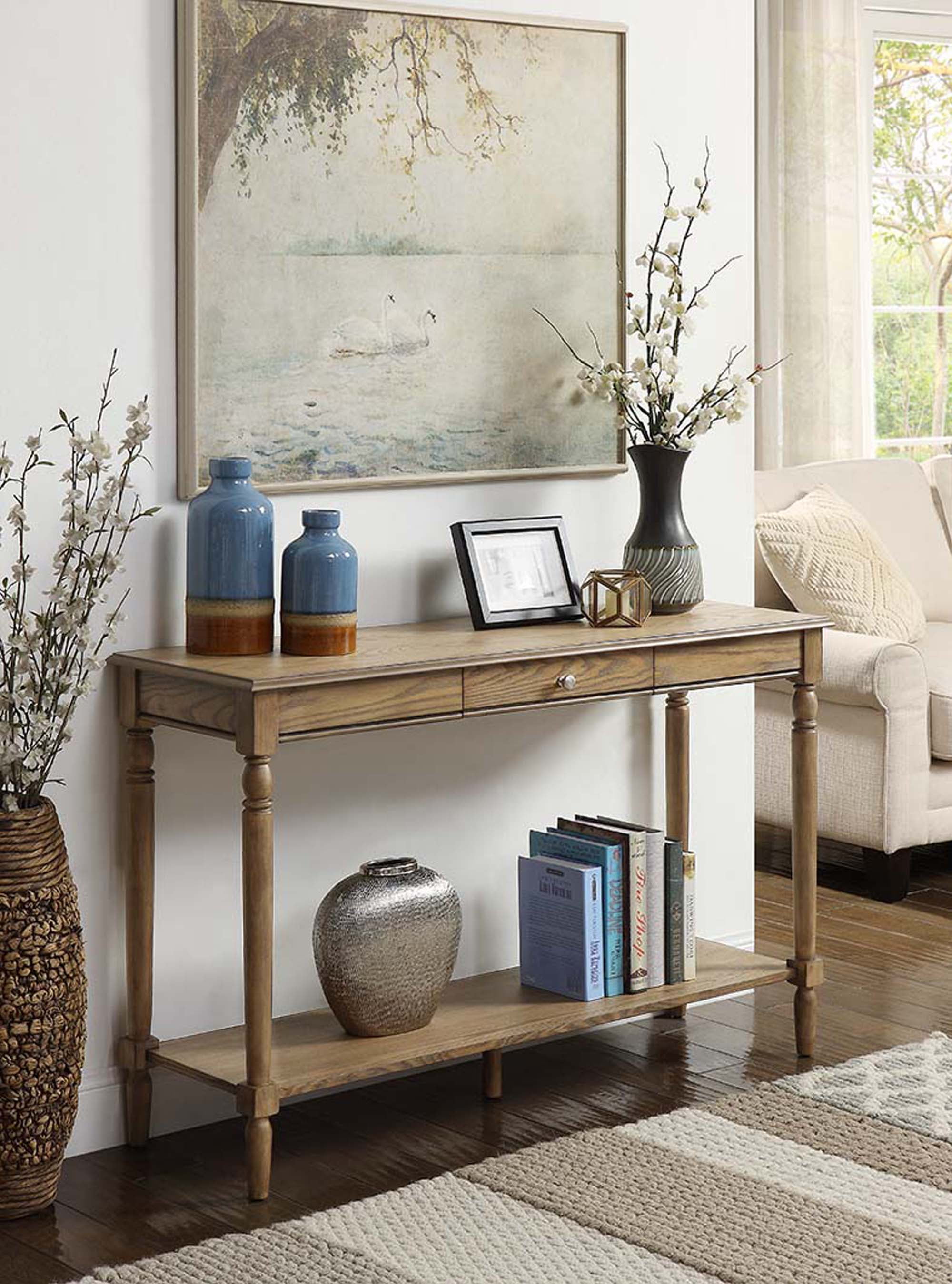 Convenience Concepts French Country Console Table with Drawer and Shelf