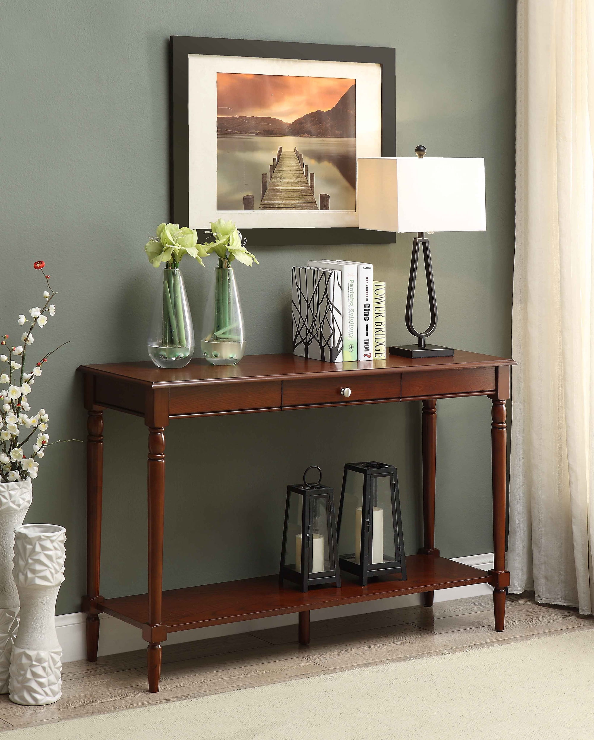Convenience concepts french country console table with drawer and shelf deals