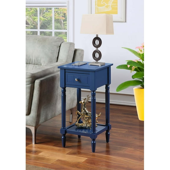 Convenience Concepts French Country Khloe 1 Drawer Accent Table with Shelf, Cobalt Blue
