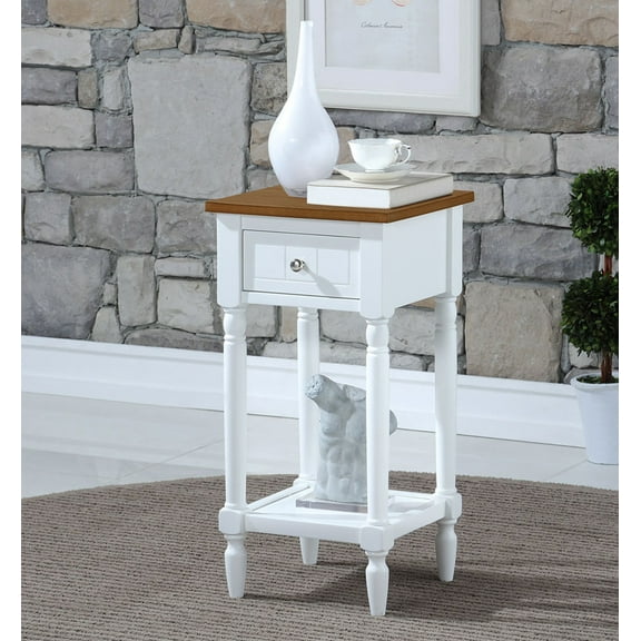 Convenience Concepts French Country Khloe 1 Drawer Accent Table with Shelf, Driftwood/White