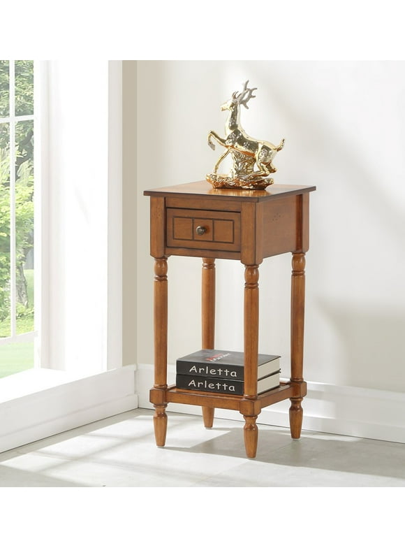 Convenience Concepts French Country Khloe 1 Drawer Accent Table with Shelf, Walnut