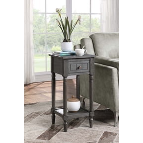 Convenience Concepts French Country Khloe 1 Drawer Accent Table with Shelf, Wirebrush Dark Gray