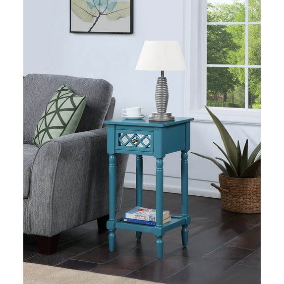 Convenience Concepts French Country Khloe Deluxe 1 Drawer Accent Table with Shelf, Blue