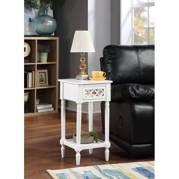 Convenience Concepts French Country Khloe Deluxe 1 Drawer Accent Table with Shelf, White