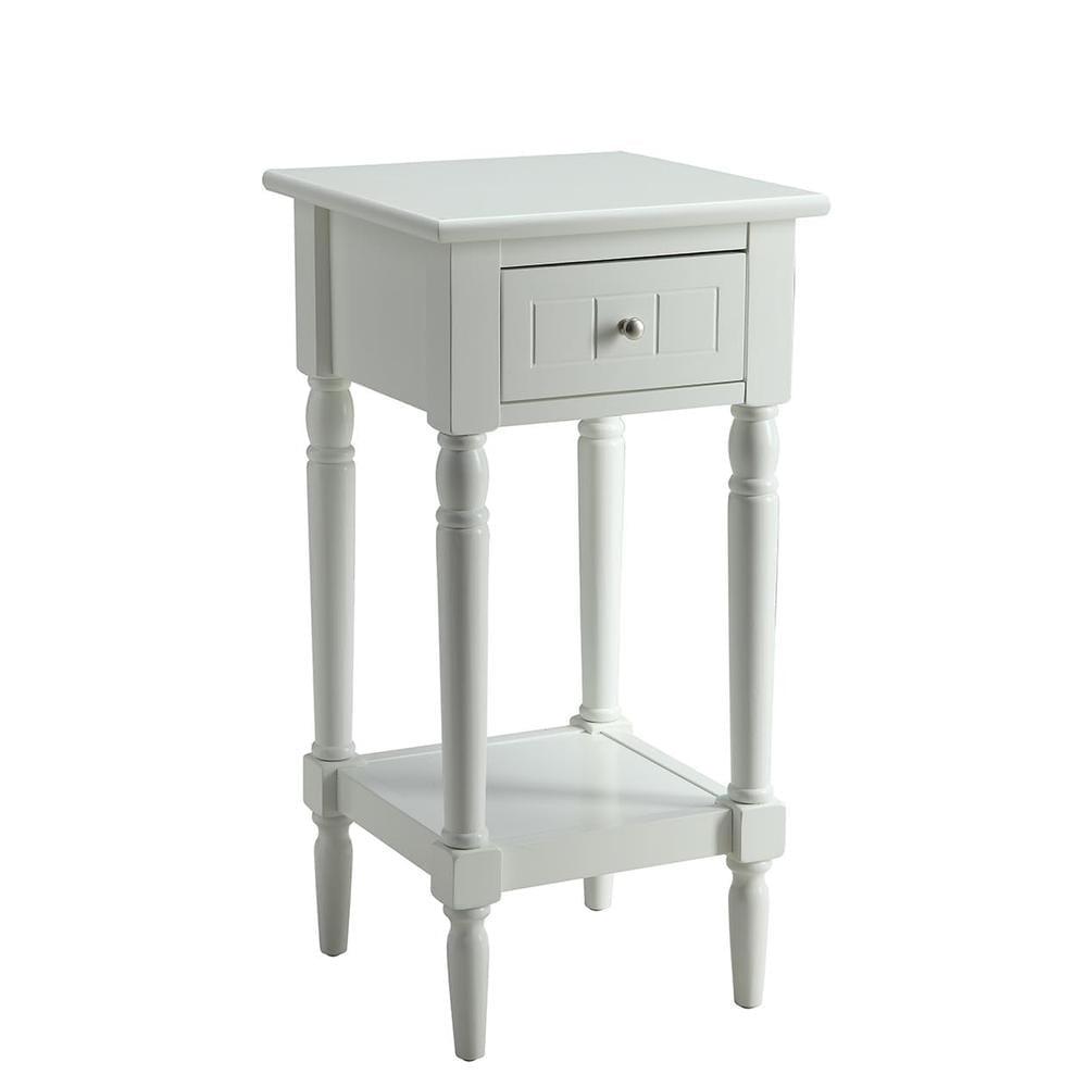 White Wood French Country End Table with Storage