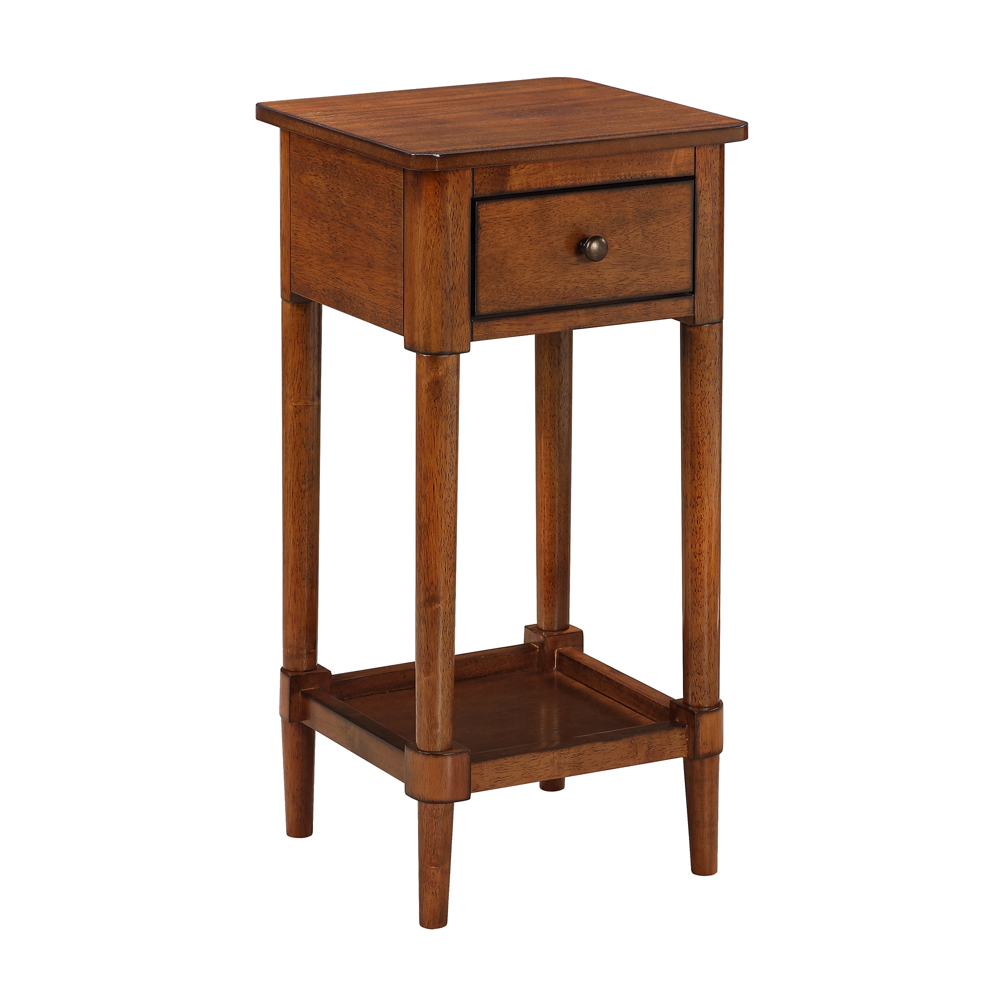 Convenience Concepts French Country Kourtney No Tools 1 Drawer Accent Table with Shelf, Vintage Walnut