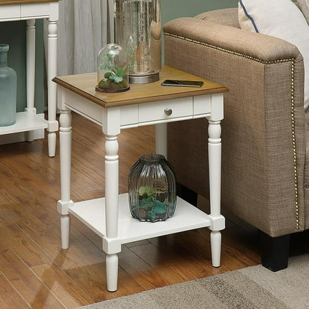 Convenience Concepts French Country One Drawer End Table with Shelf , Driftwood/White