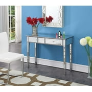 Convenience Concepts Gold Coast 30" Mirrored 2 Drawer Console Table, Antique Silver/Mirror, All Ages