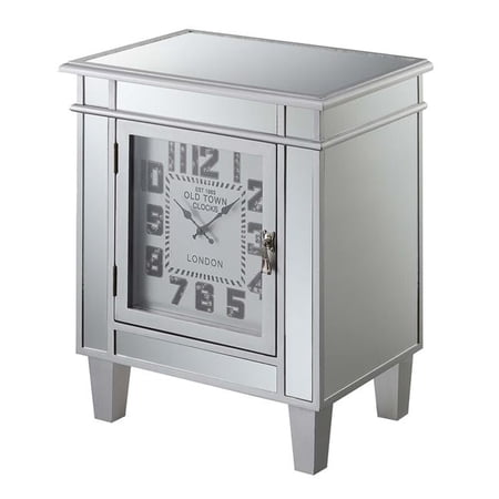 Convenience Concepts Gold Coast Clock End Table, Mirror & Silver