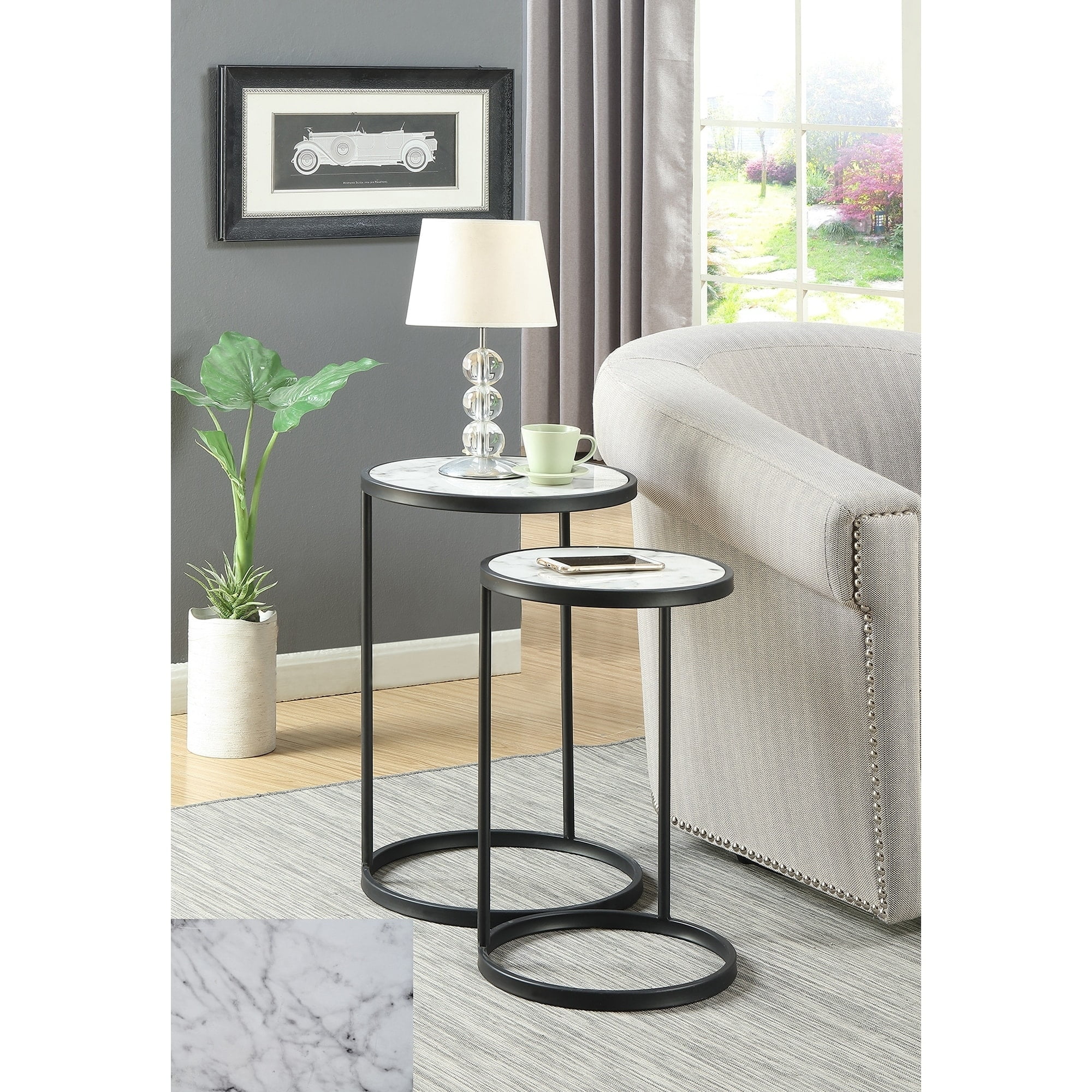 Convenience Concepts Gold Coast Faux Marble Nesting End Tables ...
