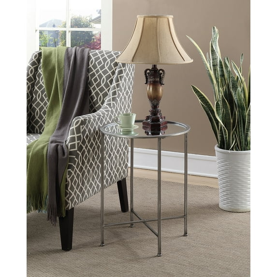 Convenience Concepts Gold Coast Julia Mirrored End Table