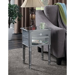 Convenience Concepts Gold Coast Mirrored 1 Drawer End Table Weathered Gray Walmart