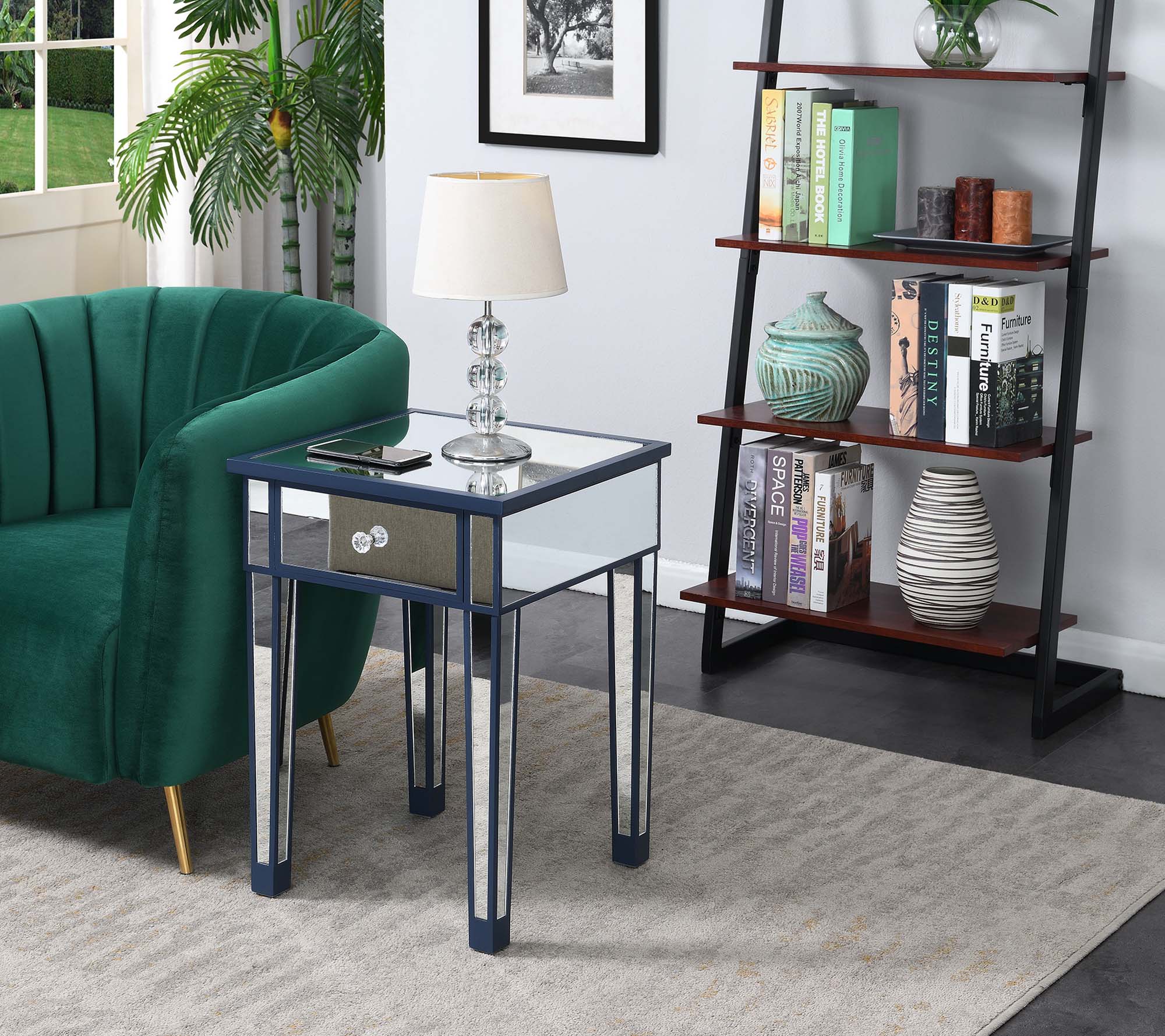 Convenience Concepts Gold Coast Mirrored End Table with Drawer, Multiple Colors - image 1 of 3