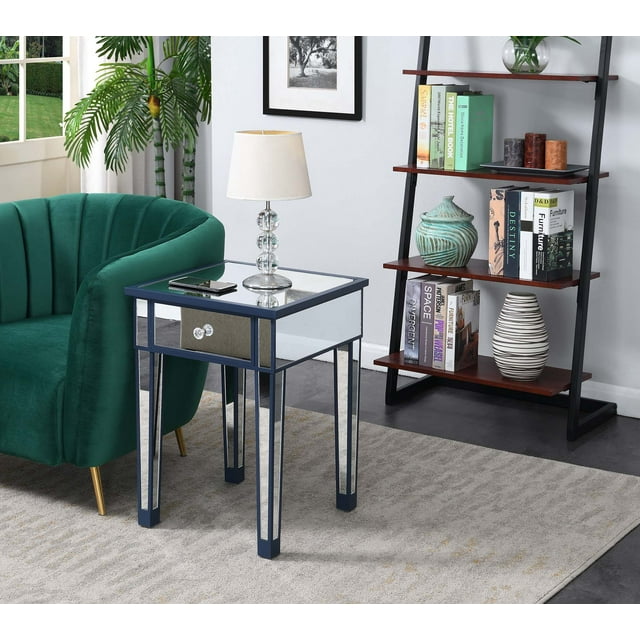 Convenience Concepts Gold Coast Mirrored End Table with Drawer, Multiple Colors
