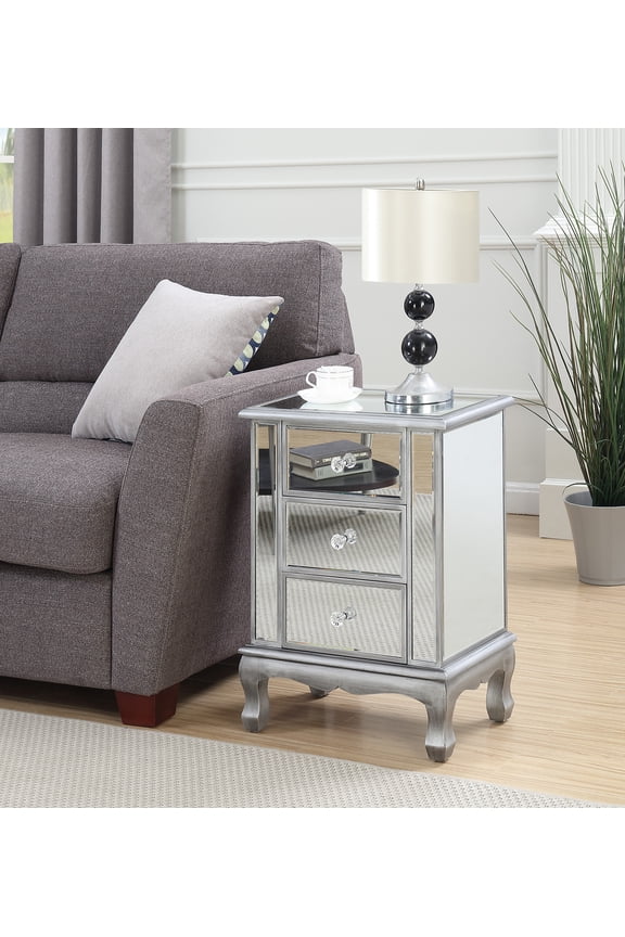 Gold Coast Vineyard 3-Drawer Mirrored End Table