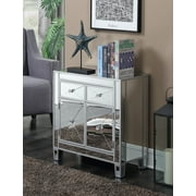Convenience Concepts Gold Coast Vineyard Mirrored 2 Drawer Hall Table with Storage Cabinet, Silver