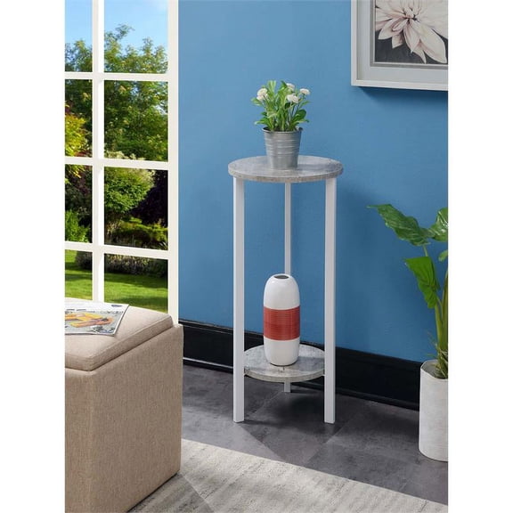 Convenience Concepts Graystone 31" Plant Stand in Gray Faux Marble Wood Finish