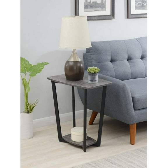 Convenience Concepts Graystone End Table with Shelf, Weathered Gray/Black Frame