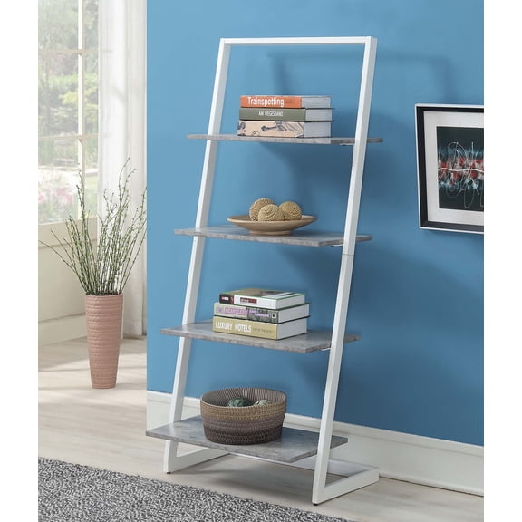 4-Tier Ladder Bookcase in White Finish