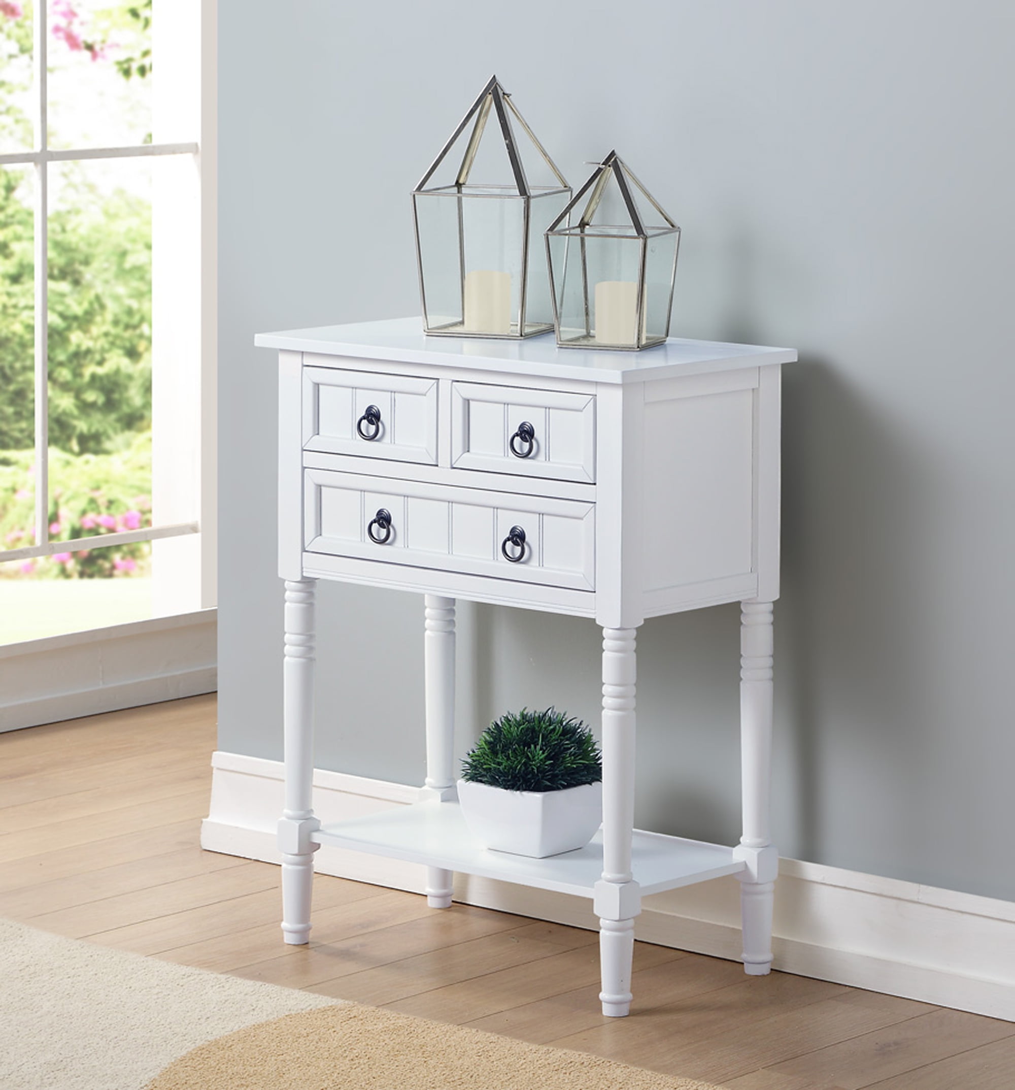 【ジェルバゾーニ】ホワイト コンソール Convenience-Concepts-Kendra-3-