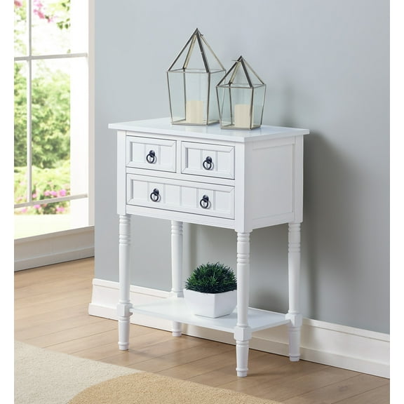 Convenience Concepts Kendra 3 Drawer Hall Table with Shelf, White