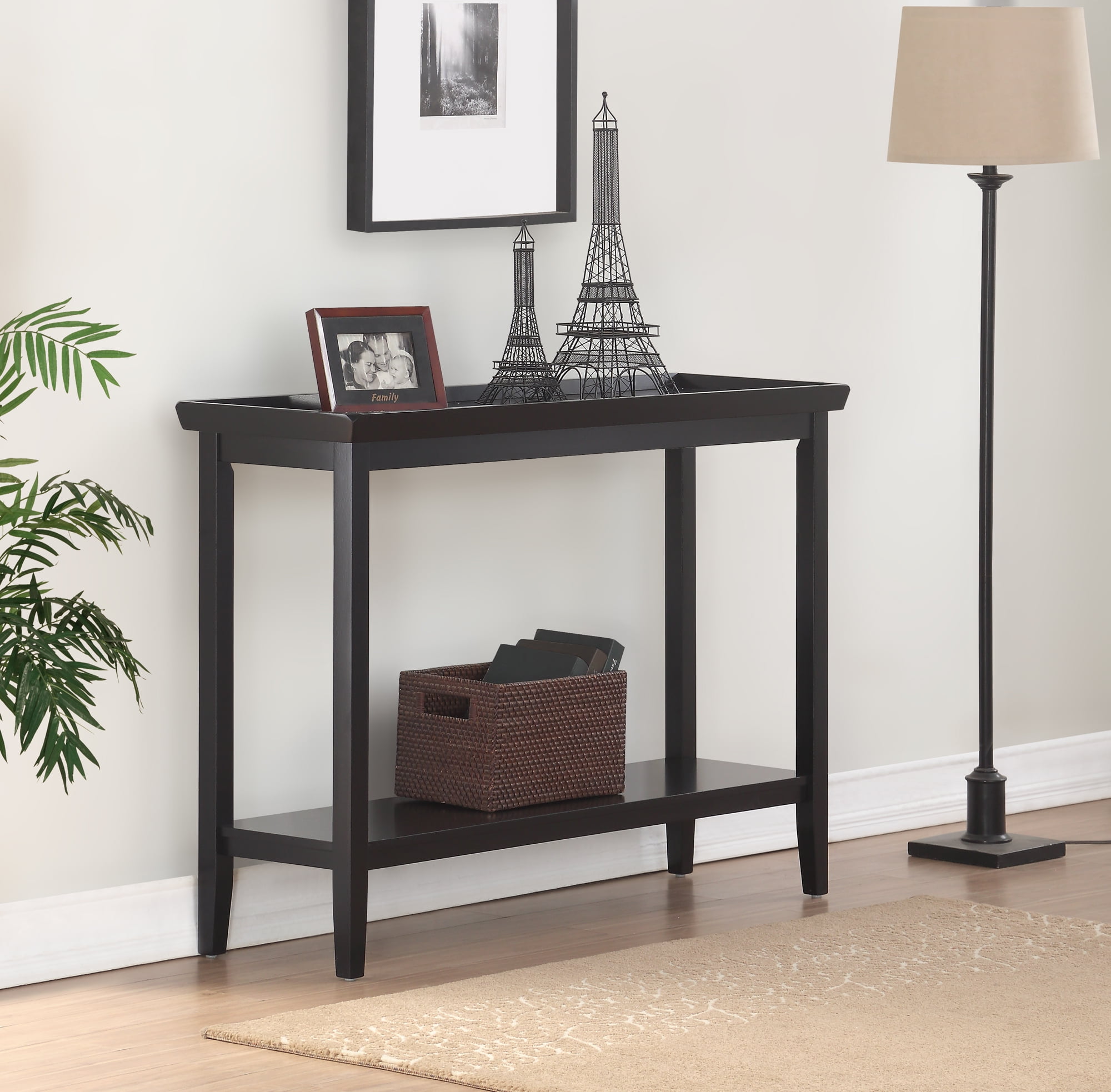 Convenience Concepts Ledgewood Console Table with Shelf, Black
