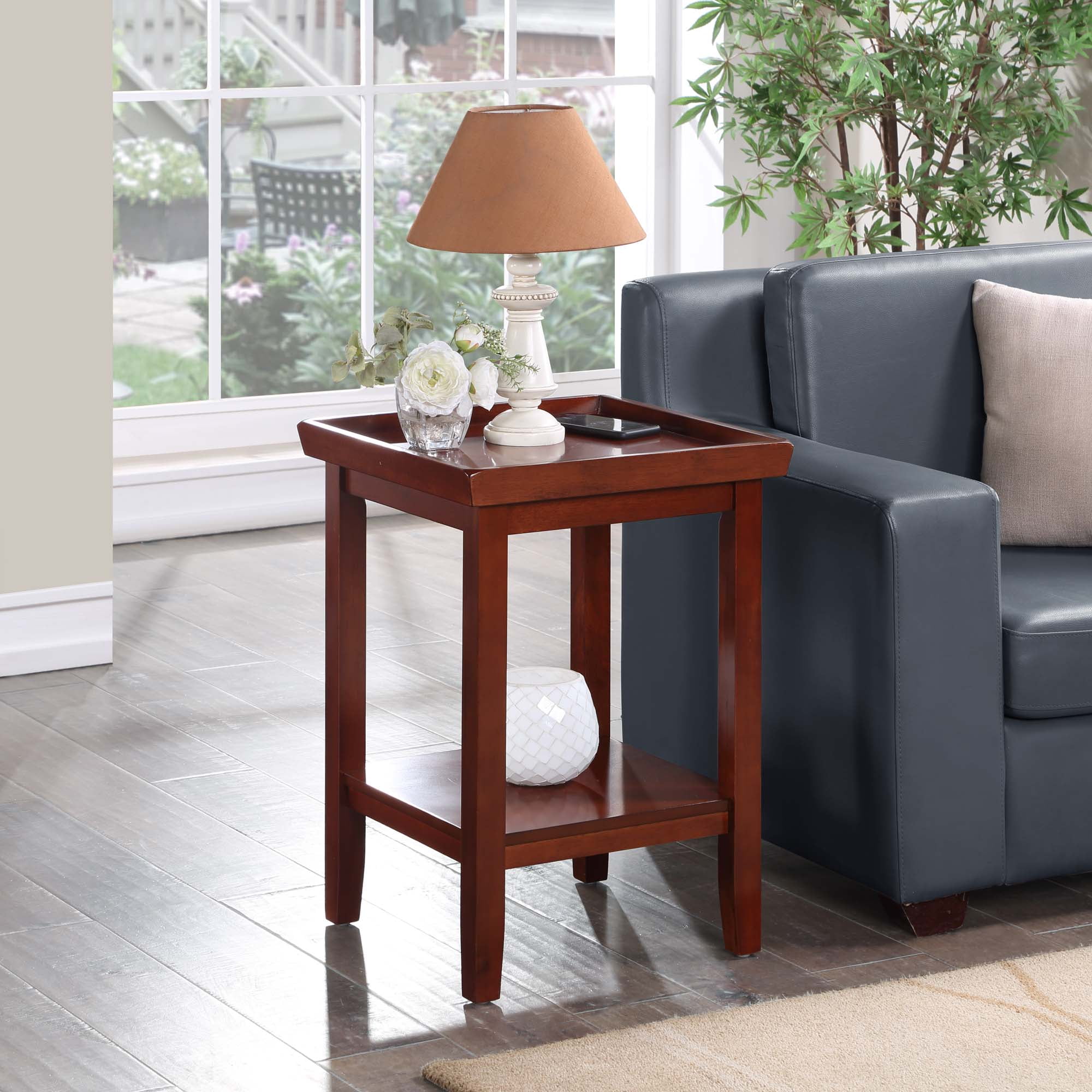 Convenience Concepts Ledgewood End Table with Shelves, Mahogany 
