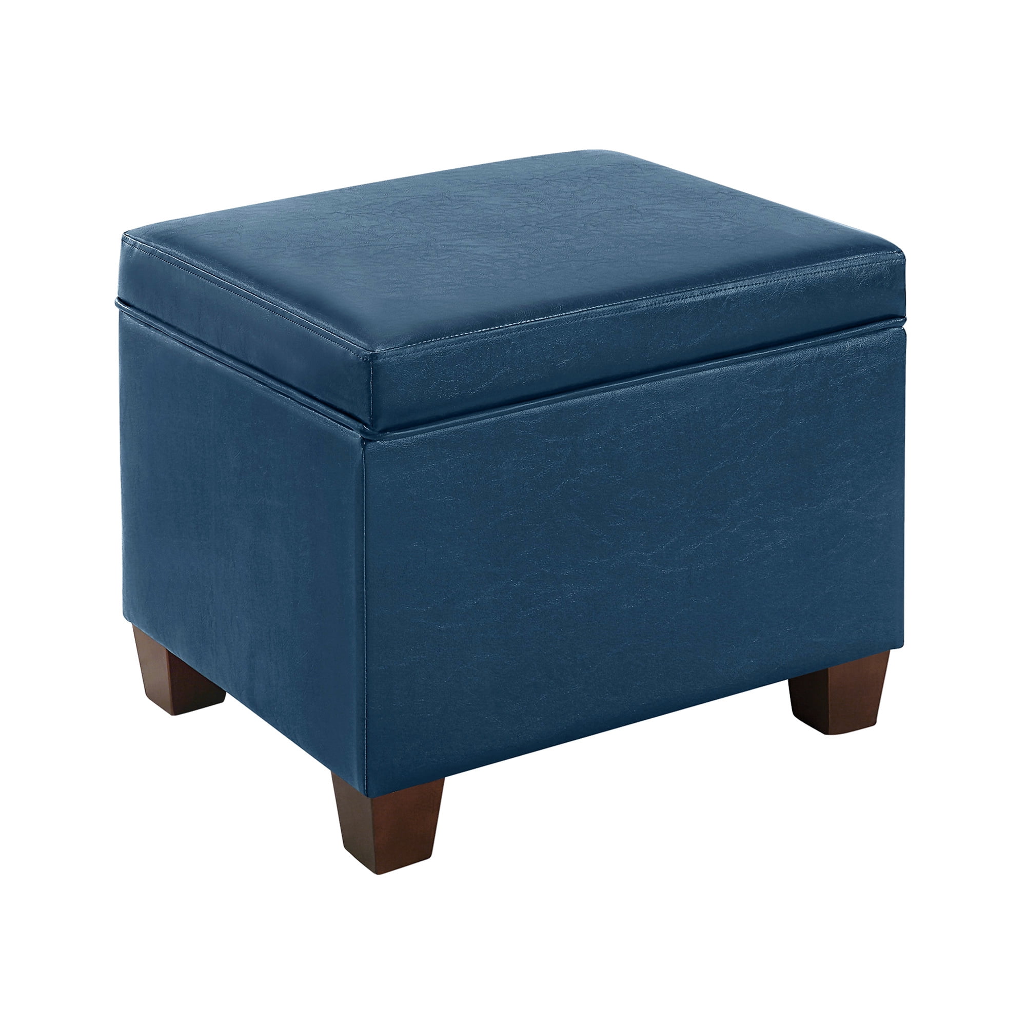 Convenience Concepts Madison Storage Ottoman, Blue Faux Leather