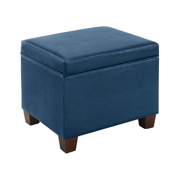 Convenience Concepts Madison Storage Ottoman, Blue Faux Leather