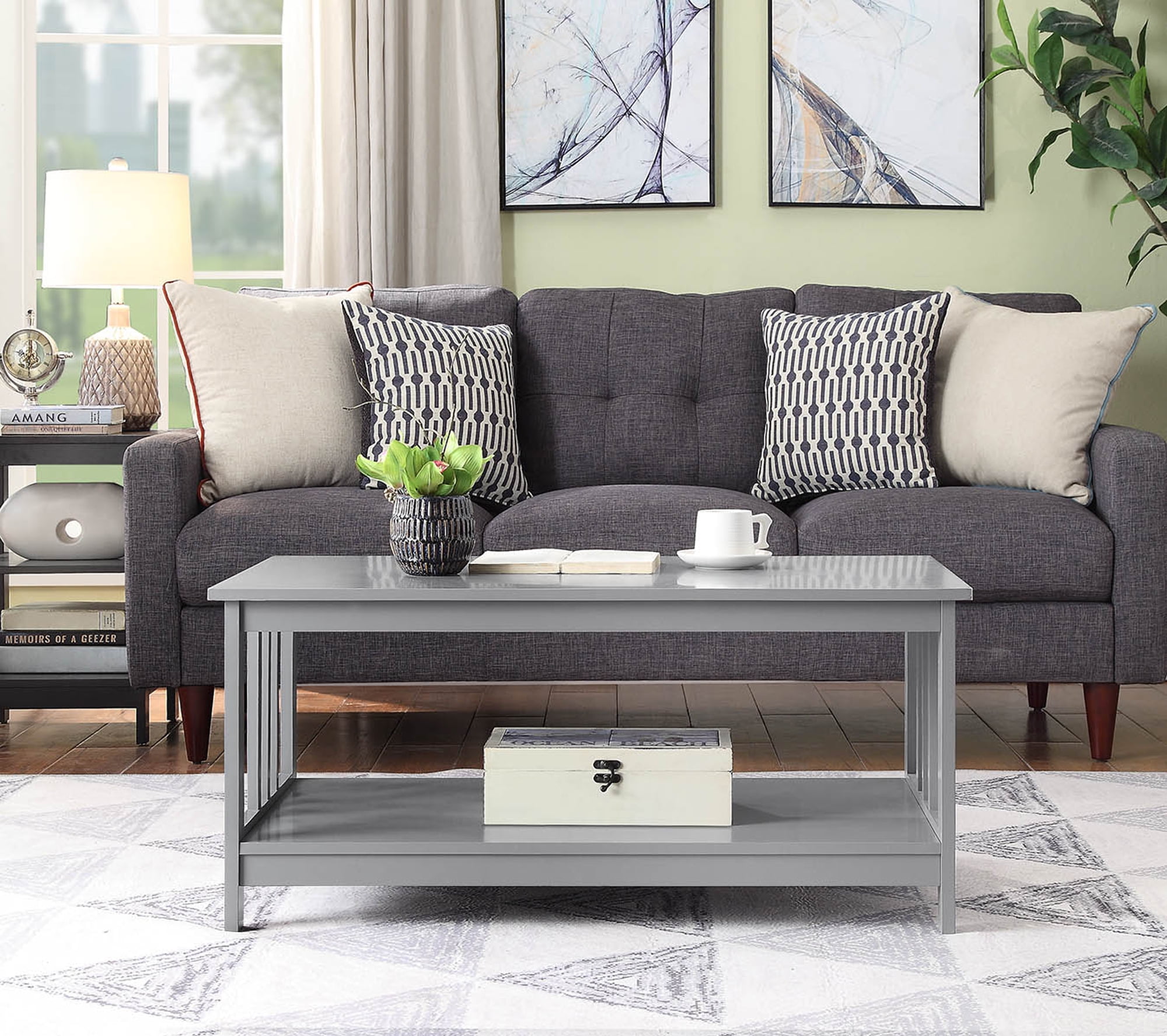 Gray Rectangular Wood Mission Coffee Table
