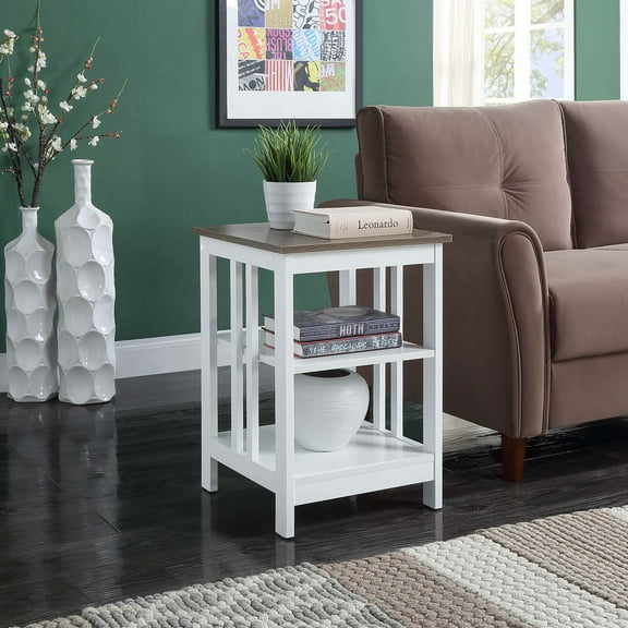 Convenience Concepts Mission End Table, Driftwood/White