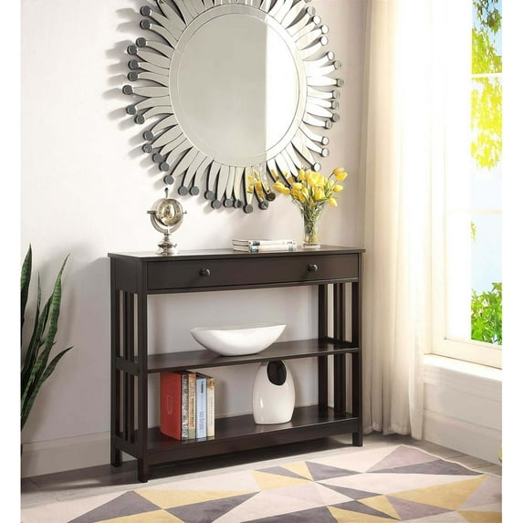 Convenience Concepts Mission One-Drawer Console Table in Espresso Wood Finish