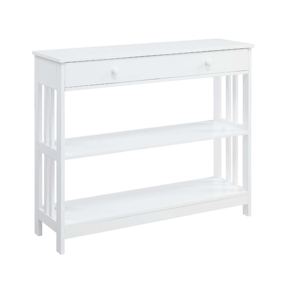 Convenience Concepts Mission One-Drawer Console Table in White Wood Finish