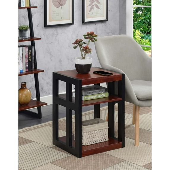 Convenience Concepts Monterey End Table with Shelves, Cherry/Black
