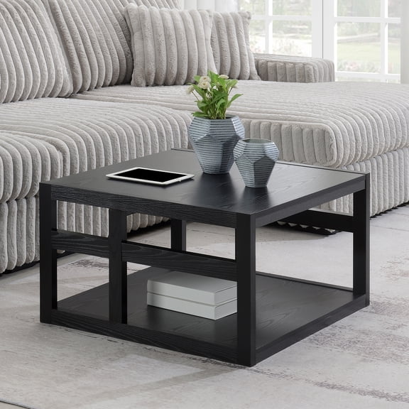 Convenience Concepts Monterey Square Coffee Table with Shelf, Black