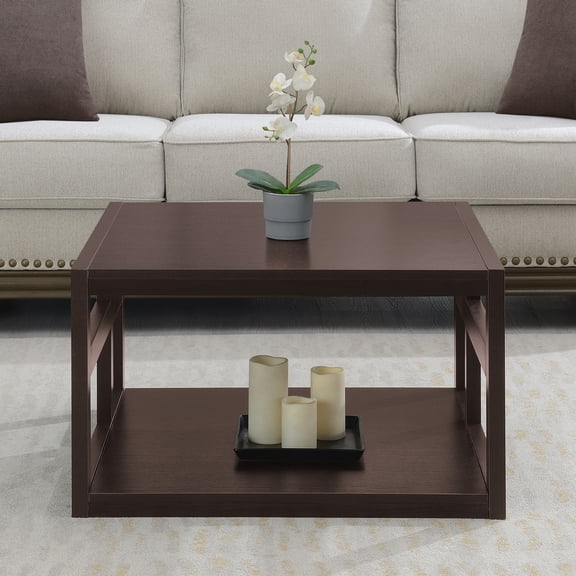 Convenience Concepts Monterey Square Coffee Table with Shelf, Espresso